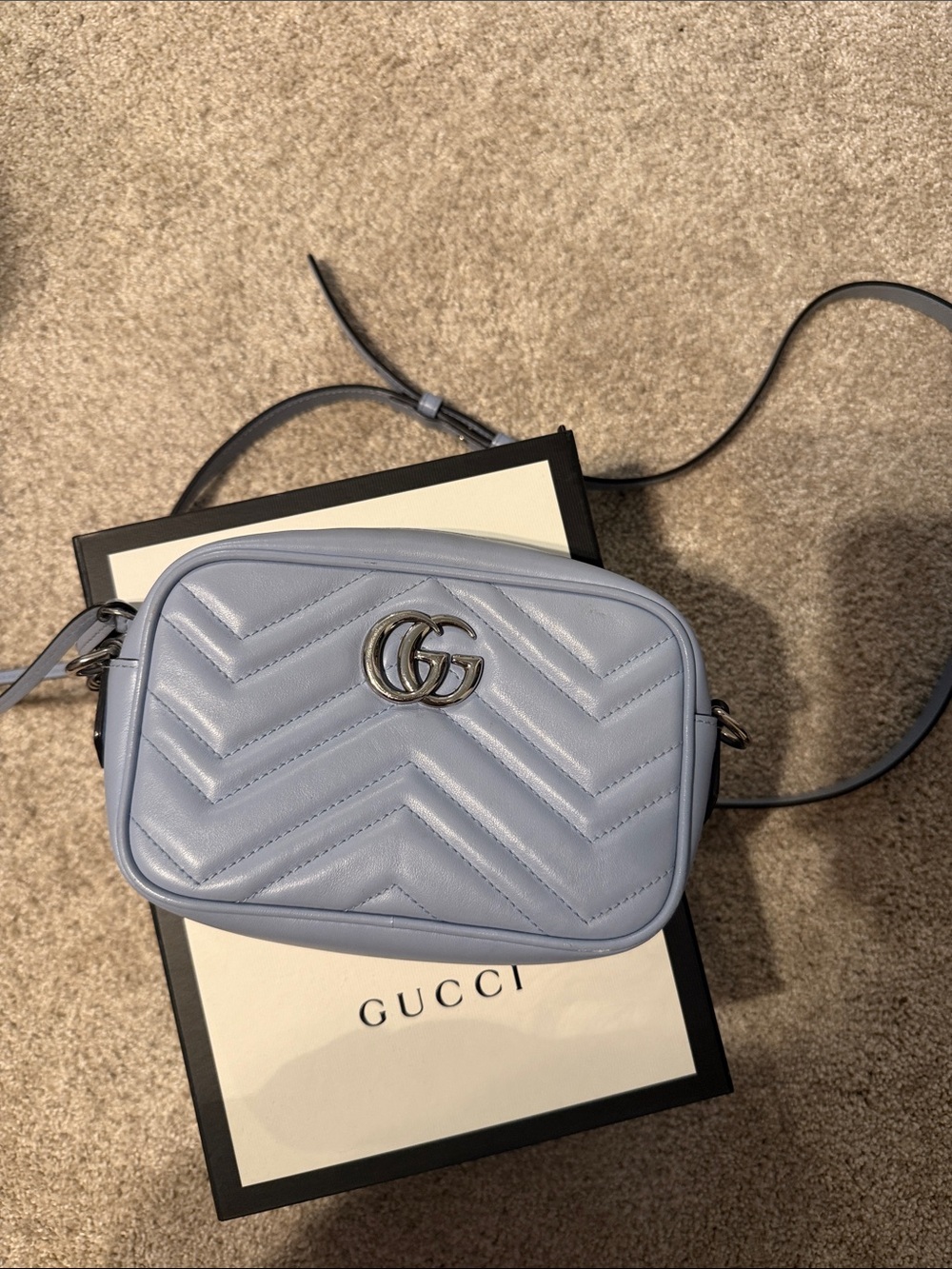 Gucci Light Blue Chevron Crossbody Bag